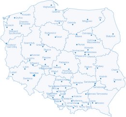 Zemljevid vseh dializnih centrov NephroCare na Poljskem